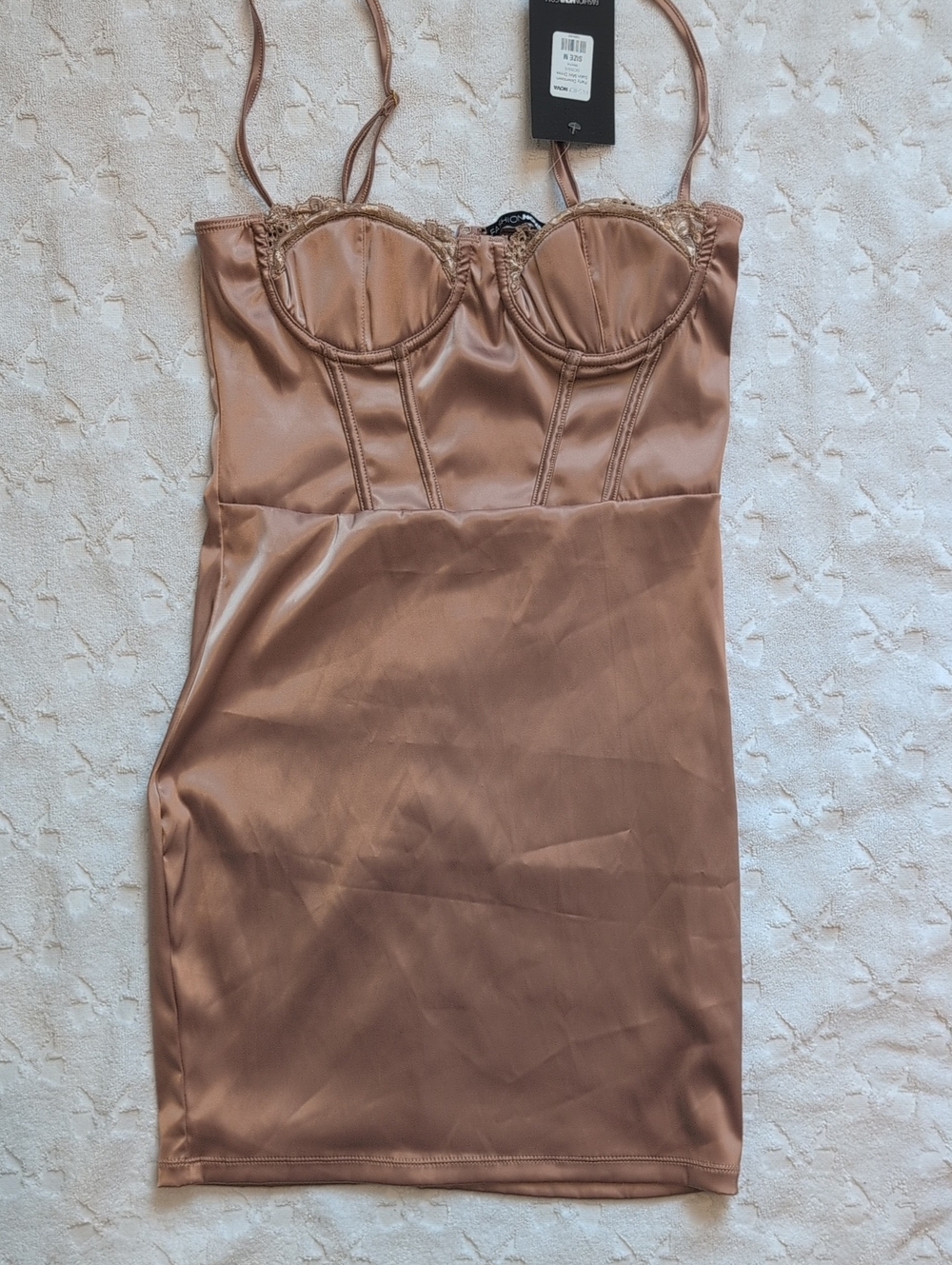 Fashion Nova Party Downtown Satin Mini Dress Brown Medium